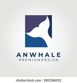 Blue whale tail , simple whale logo vector illustration design graphic