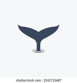 Blue Whale Tail in White Background Color