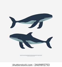 blue whale vector design asset in a minimalist style. perfect for ocean-themed projects, educational materials, or environmental campaigns. This elegant vector graphic is ideal as a symbol, icon, logo