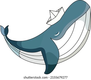 blue whale vector drawing. illustration
