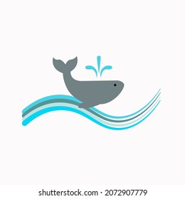 Blue Whale Vector Elegant Illustrator