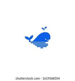 Blue whale vector icon for web and design