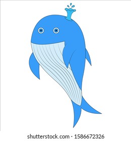 Blue whale. Vector illustration. Cartoon vector. isolated on white. background blue whale.