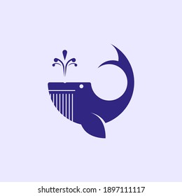 blue whale vector illustration for icon, symbol or logo