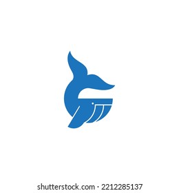 blue whale vector illustration for icon, symbol or logo