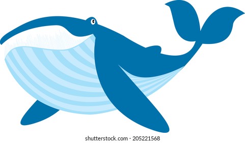blue whale vector illustration isolated on white