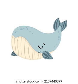 blue whale vector illustration nautical, sea underwater world, sea dweller, watercolor freehand drawing, childish style, cute fish, sea animal