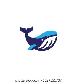 Design do logotipo do vetor da baleia azul. Soluções modernas e incríveis de marcas