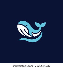 Design do logotipo do vetor da baleia azul. Soluções modernas e incríveis de marcas