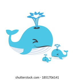 blue whale vector in the ocean