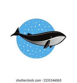 blue whale vector in the sea