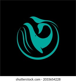blue whale vector simple logo