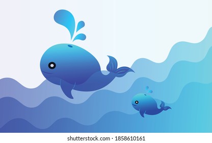 Vector de ballena azul. Agua para chorro de ballena