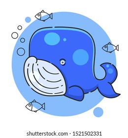 Blue whale-hand drawn vector paint for your needs