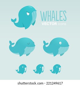  Blue Whales icons logo symbols illustration Isolated Vector template 