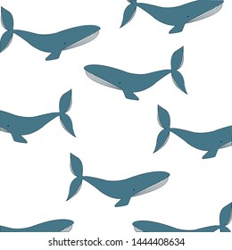 blue whales isolated background pattern