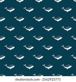 blue whales minimalistic vector seamless pattern illustradion