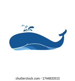 blue whales in the oceans logo and vector icon
