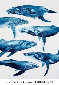 blue whales ornament | wild ocean animal