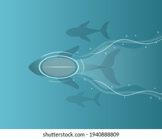 Blue whales swimming in the ocean vector design
