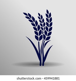 blue wheat iconbutton logo symbol concept high quality on the gray background