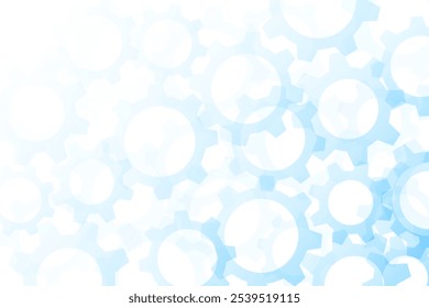 Blue wheel gear pattern on white background. Vector Illustration. Copy space