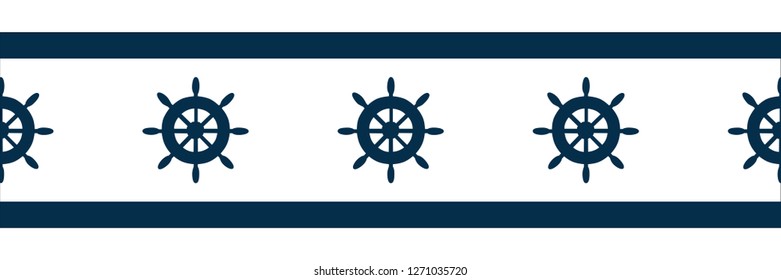 Blue wheel on white background vector seamless border. Perfect for cards and invitations.