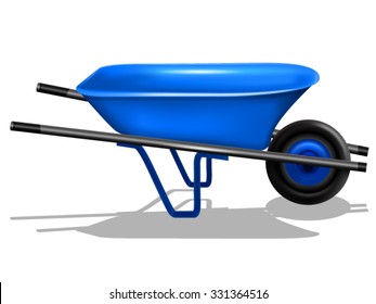 Blue Wheelbarrow Isolated on White