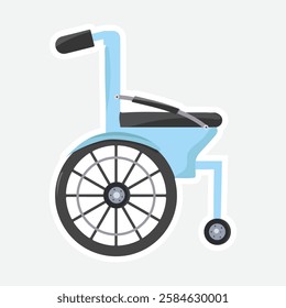 Blue Wheelchair Vector Sticker - Accessibility Icon. Vector illustration of a blue wheelchair. Perfect for accessibility, healthcare, and inclusivity-themed designs