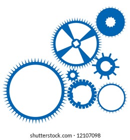 Blue wheels on white background
