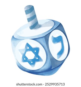 Ilustração azul Whimsical Dreidel Hanukkah