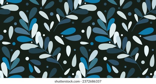 Blue whimsical repeat pattern vector background, seamless wallpaper