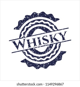 Blue Whisky distressed grunge seal