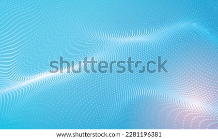 Blue and White abstract background with flowing particles. Digital future technology concept. Abstract 3d wave particle background. AI technology, science, music, sound. Big data visualization.Vector