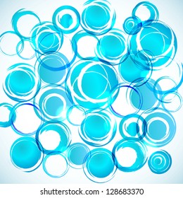 Blue and white abstract background with grunge circles