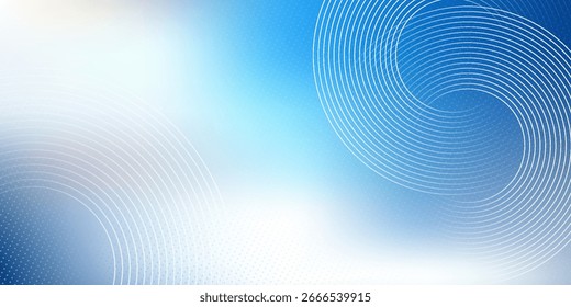 Fondo abstracto azul y blanco. Moderno patrón de línea circular. Concepto futurista. Diseño geométrico minimalista. Vector moderno eps10.