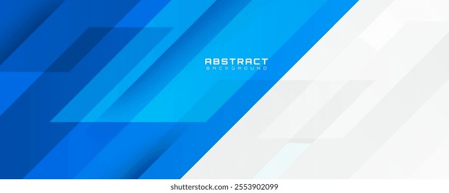 Blue white abstract background overlap layer on bright space with diagonal shape effect decoration. Modern graphic design element cutout style concept for web banner, flyer, card, or brochure cover