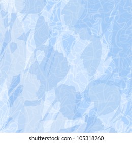 Blue and white abstract background with stains and curved lines. Vector eps10, contains transparencies