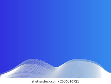 Blue and white abstract background with waves made of lines