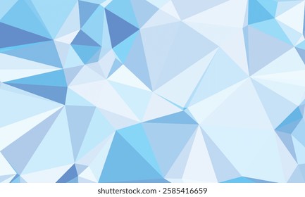 A blue and white abstract design with triangles. The design is made up of many small triangles, and the blue and white colors create a sense of calm and serenity
