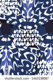 blue and white abstract doodle art with different shape and texture .vector .illustration.collage