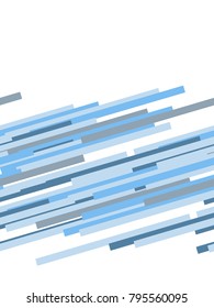 Blue and white abstract dynamic striped seamless border, vector template