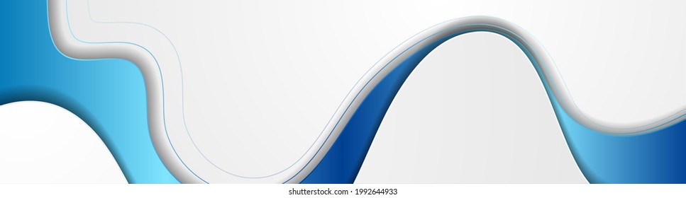 Blue and white abstract elegant waves corporate background. Vector banner design