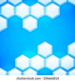 Blue and white abstract geometric background with cells