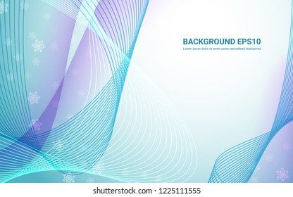 Blue and white abstract line smooth curve background. Vector illustration winter season design concept.