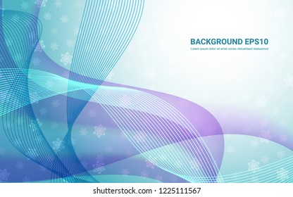 Blue and white abstract line smooth curve background. Vector illustration winter season design concept.