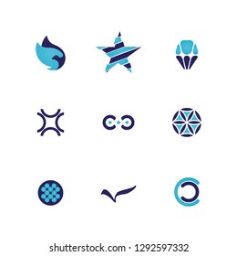Blue, and white abstract Logo sign template 