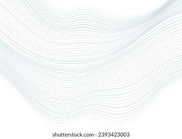 Blue white abstract minimal background with curved wavy lines. Futuristic vector design
