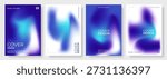 Blue and white abstract modern poster or vertical background vector set. A4 resolution holographic gradient cover design for brochure, book, flyer, poster, banner, annual report presentation.