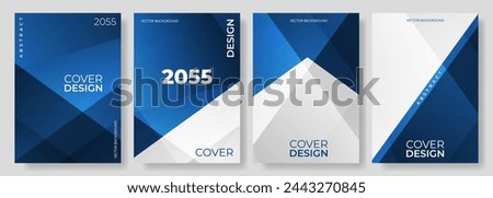 Blue and white abstract modern poster or vertical background vector set. A4 resolution polygonal elegant cover design for brochure, book, flyer, poster, background, banner, annual report presentation.